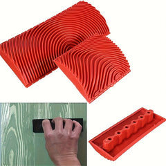 2pcs Rubber Wood Grain Rolling Brush Paint Tool