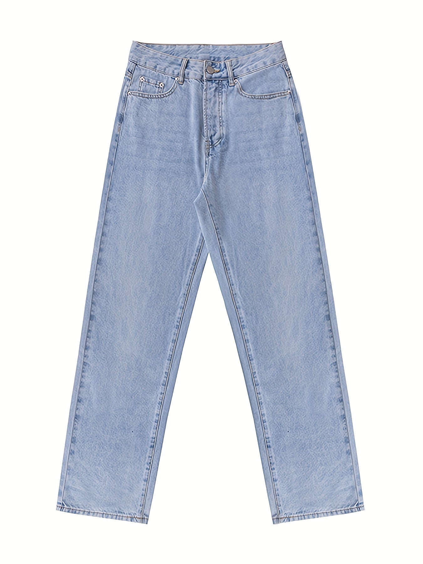 Loose Fit Straight Jeans High Waist Denim Pants Women's Clothing