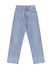 Loose Fit Straight Jeans High Waist Denim Pants Women's Clothing