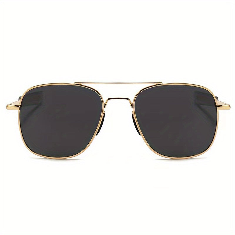 Men's Metal Frame Sunglasses with Tempered Glass Lenses
