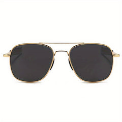Men's Metal Frame Sunglasses with Tempered Glass Lenses