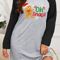  Gingerbread & Snowflake Slogan Print Nightdress