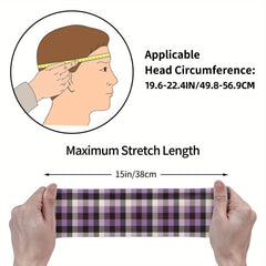 Signature Check Plaid Headband Breathable Comfort Sport Casual Polyester Spandex