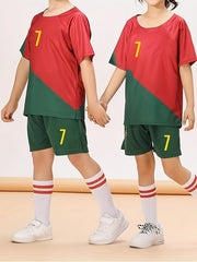 3pcs Boy's Soccer Jersey For Kids T shirt & Socks & Shorts Set
