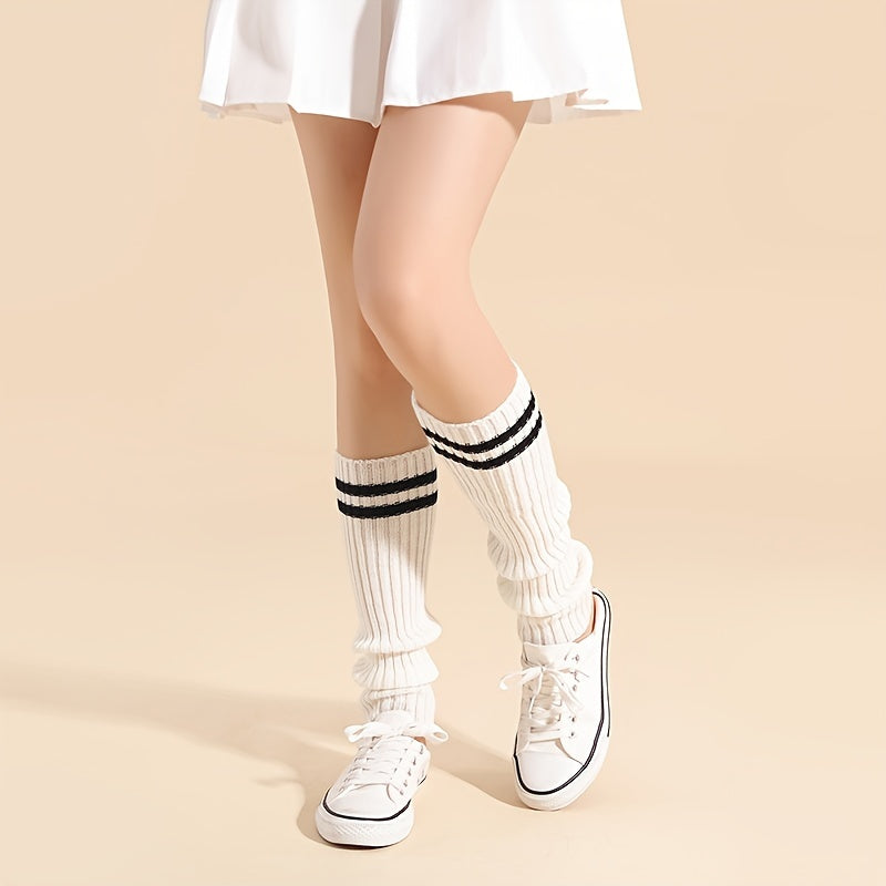 Striped Leg Warmers Knee High Socks Women's Stockings
