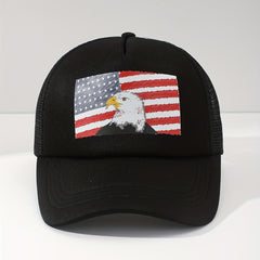 Mens Eagle Print Mesh Baseball Cap