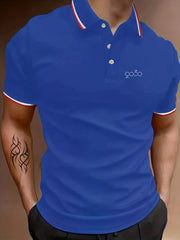 Men's Graphic Polo Shirt Casual Stretch Breathable Lapel Button Up Short Sleeve
