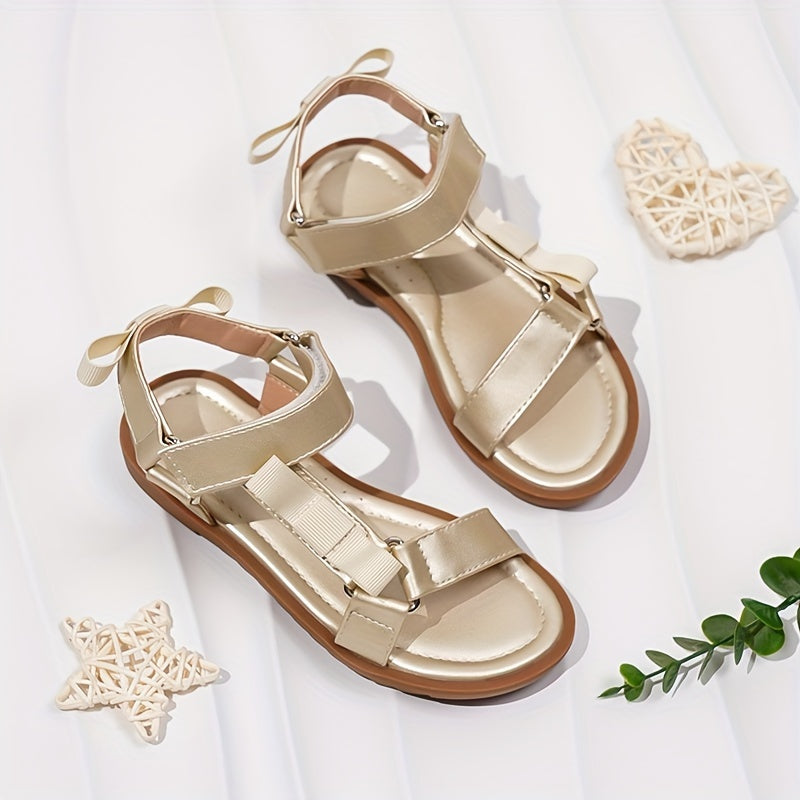Bowknot Open Toe Sandals Girls Lightweight Breathable Outdoor Beach Shoes