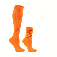 Women's Solid Calf Socks Warm & Comfy Knee High Stockings