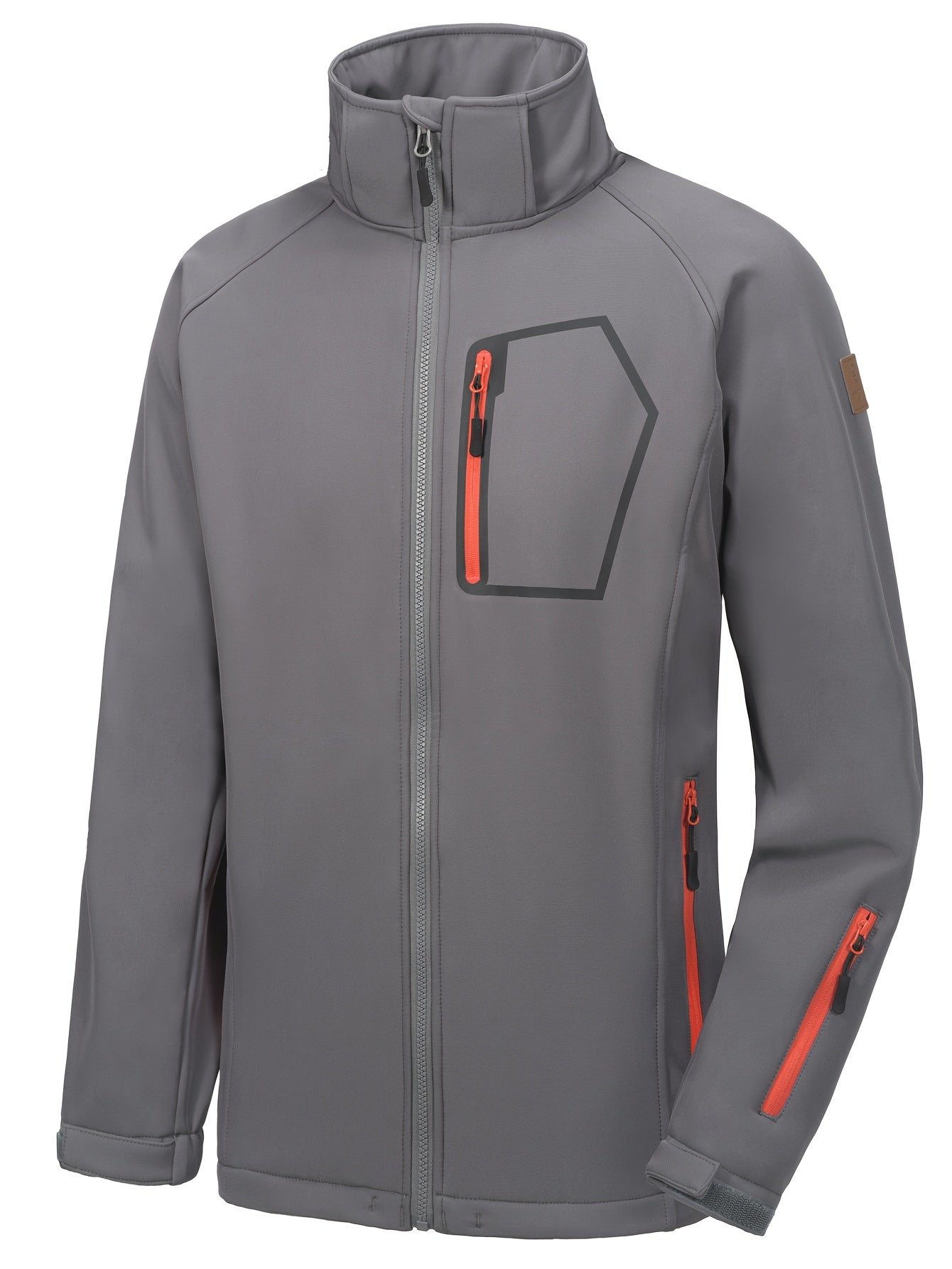Men's Casual Hooded Softshell Jacket Zipper Pockets Windbreaker