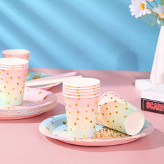 40pcs Rainbow Pastel Party Supplies Disposable Dinnerware Set for Birthday & Bab