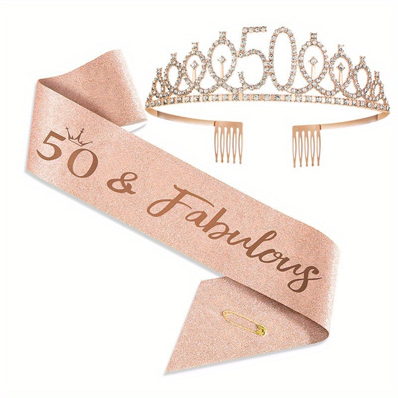 AB Rhinestone Happy Birthday Queen Tiara for Women