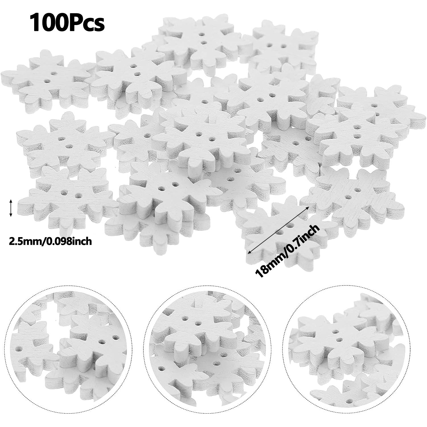 Snowflake Buttons Christmas Wooden 18mm for Knitting Sewing DIY Scrapbook Crafts
