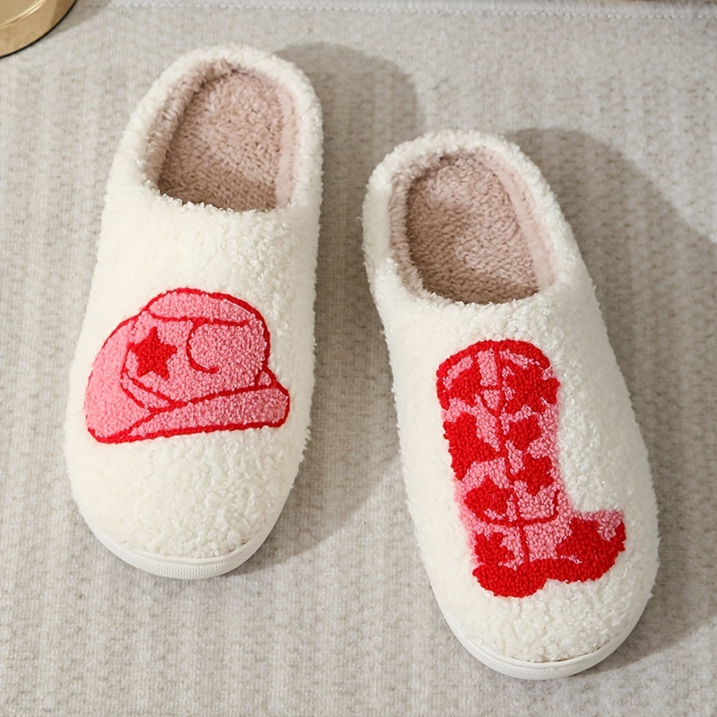 Women's Smile Fuzzy Slippers Warm Plush Shoes