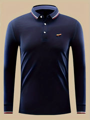 Lion Print Men's Casual Button Up Long Sleeve Polo Shirt