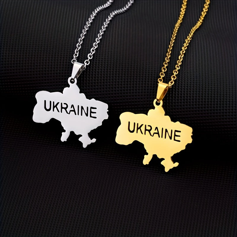 Ukraine Map Necklace Ethnic Hip Hop Jewelry Men Women Couples