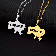 Ukraine Map Necklace Ethnic Hip Hop Jewelry Men Women Couples