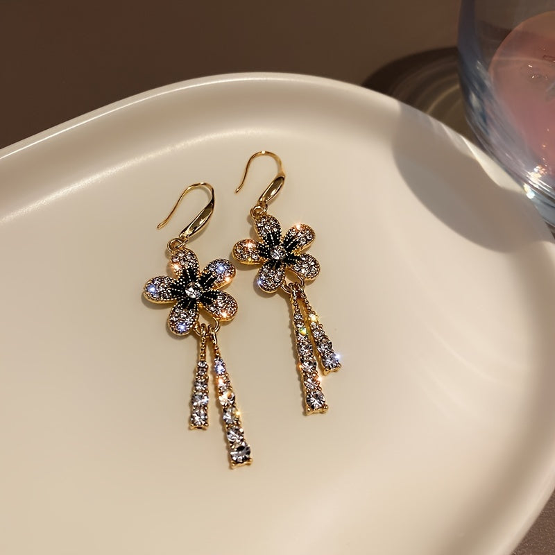 Rhinestone Tassel Drop Earrings for Women