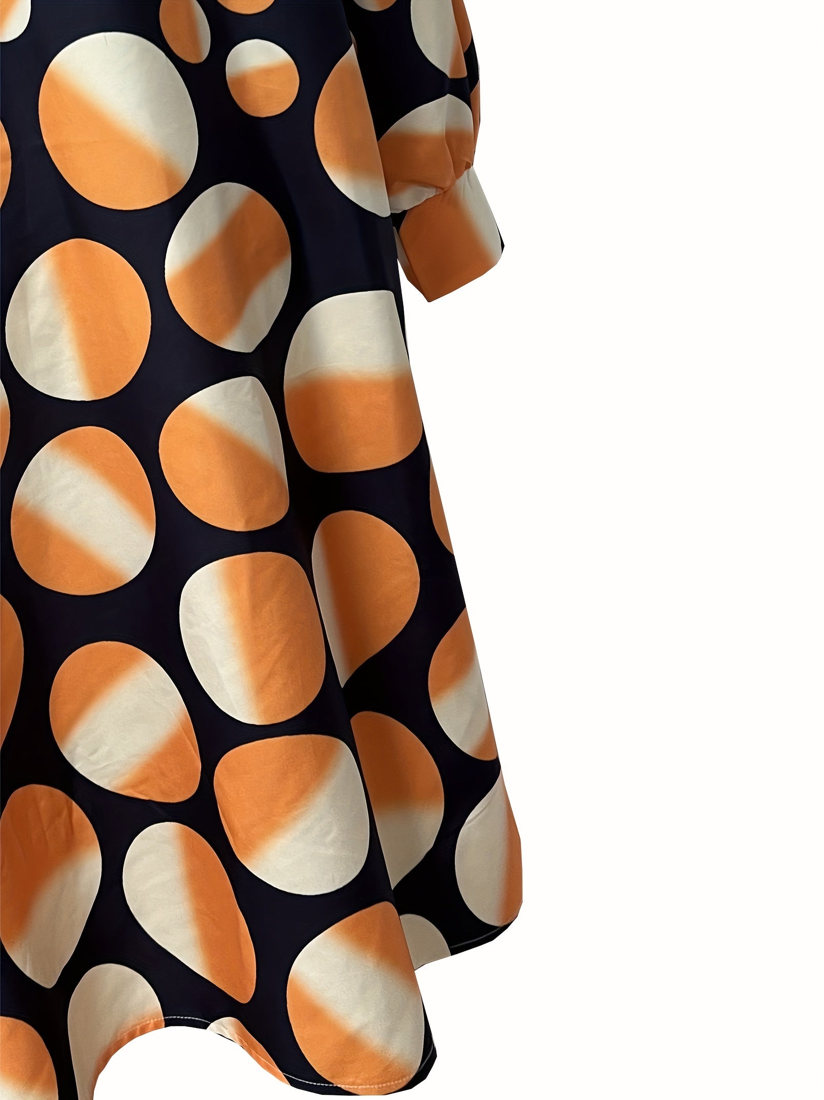 Women's Dot Print Batwing Sleeve Loose Fit Dress