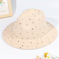 Y2K Rhinestone Decor Fedora Cap Unisex Jazz Hats Lightweight Felt Hat