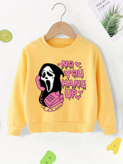 Alphabet Ghost Print Halloween Long Sleeve Sweatshirt