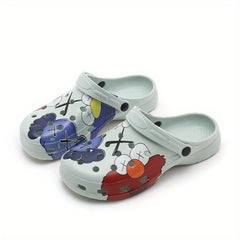 Men's Cartoon Print Platform Clogs
