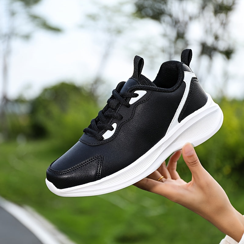 Women's Faux Leather Running Shoes Non Slip Sneakers