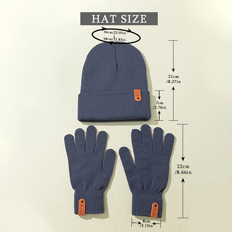 Women Winter Knit Hat Glove Set Solid Ladies Chinese Year Warm Gift
