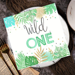 20pcs Wild One Napkins Jungle Safari 1st Birthday Party Supplies