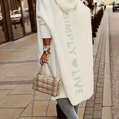  Heart Print Long Sleeve Cardigan with Hood