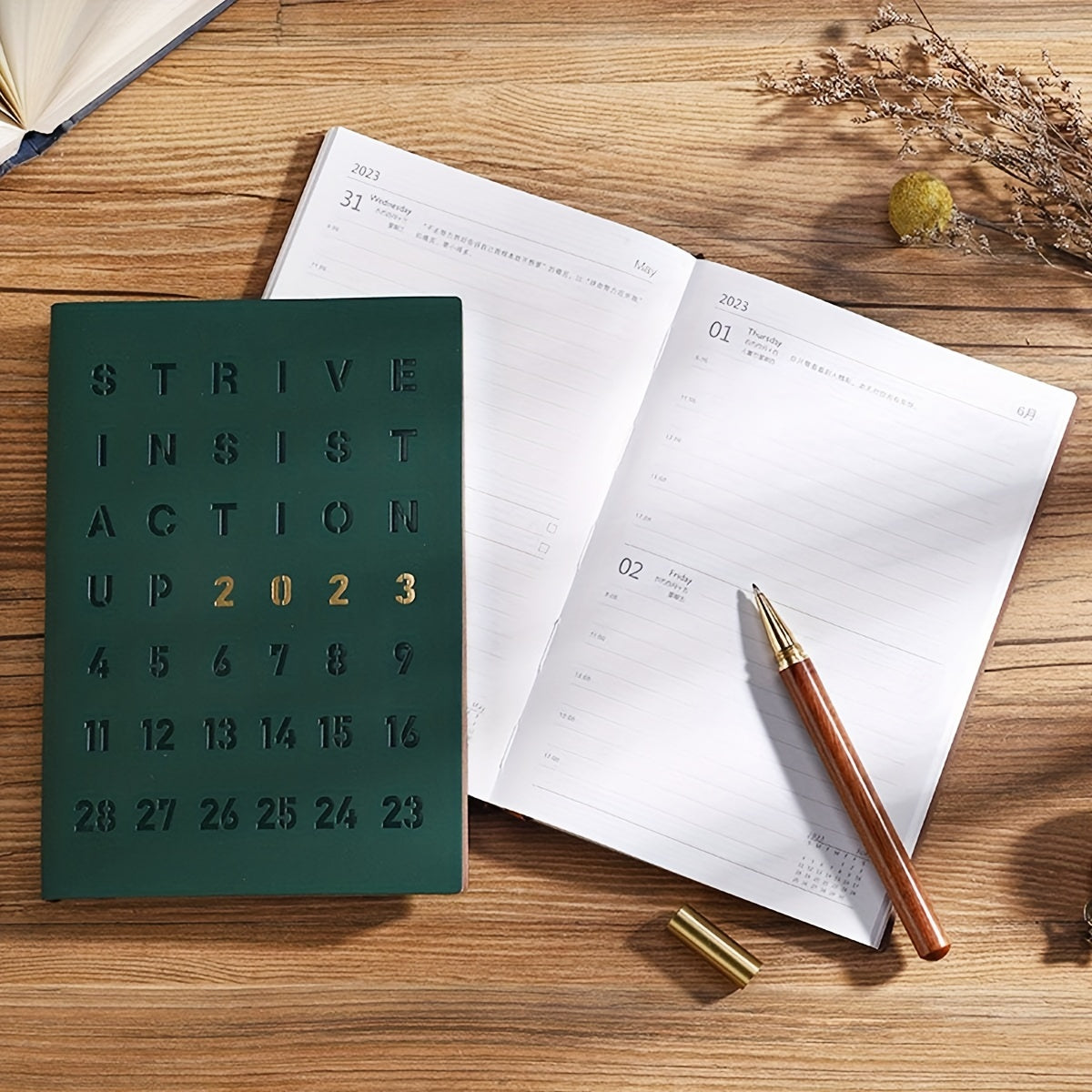 Green A5 Thickened Planner Writing Notebook, 100 Sheets