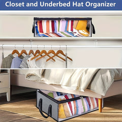 Portable Hats Storage Box With Window & Handles Large Capacity Bag