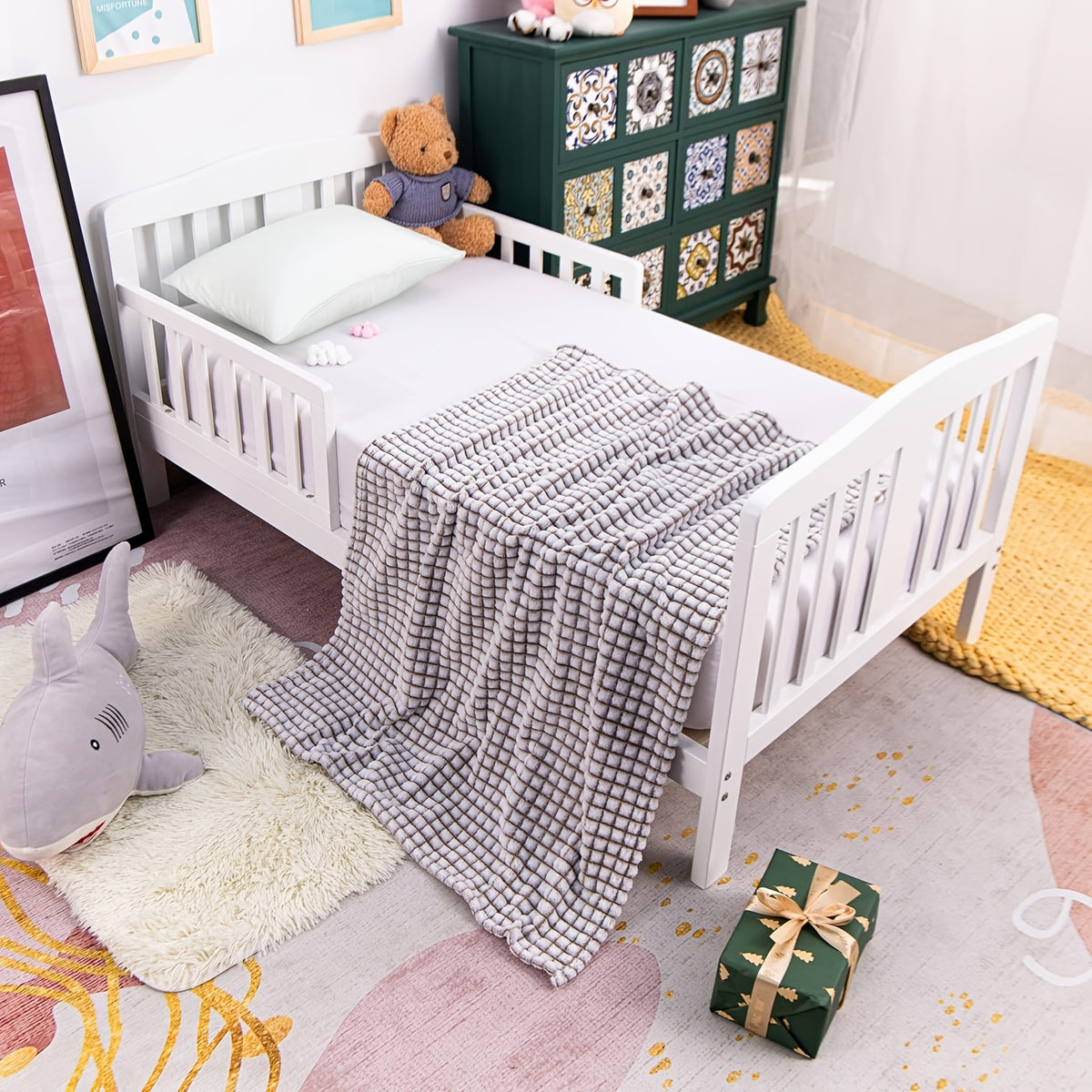 Cozy Plaid Baby Blanket Soft Knit Throw for Newborn Toddler Crib