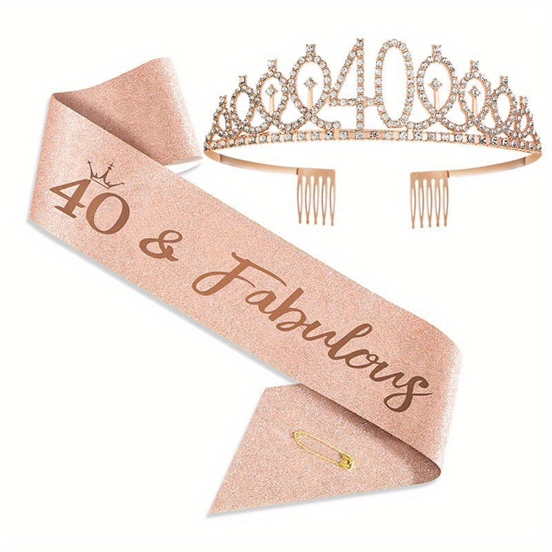 AB Rhinestone Happy Birthday Queen Tiara for Women