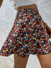  Ditsy Floral Print High Rise A line Mini Skirt