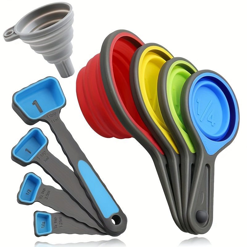 9pcs Collapsible Measuring Cups Set Engraved Metric US Markings