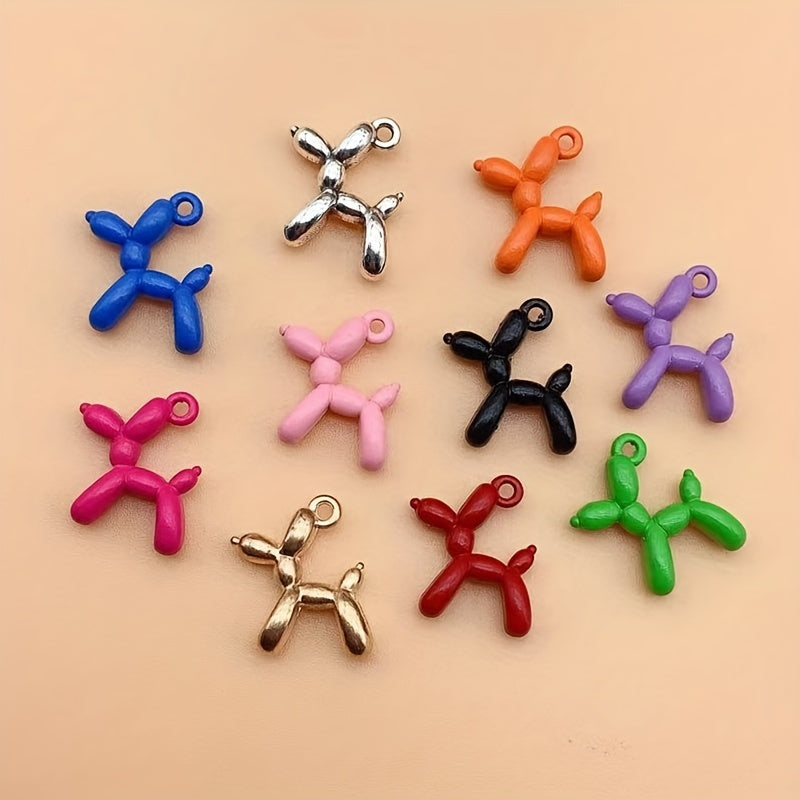 10pcs Mixed Balloon Dog Charms for DIY Jewelry Making