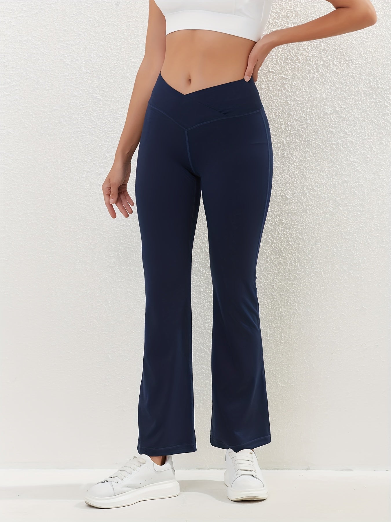 Sports Yoga Flare Leg Pants Solid High Stretch Leggings