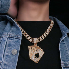 Poker Pendant Cuban Link Necklace