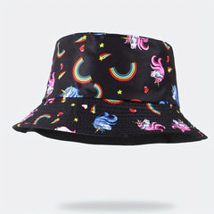 Unicorn Print Bucket Hat Reversible Fisherman Cap