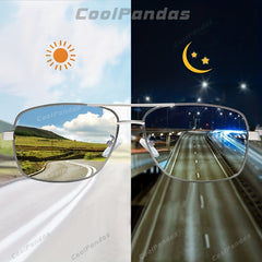 CoolPandas Photochromic Polarized Sunglasses Men Night Vision Safe Driving