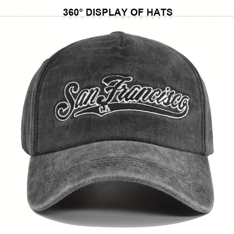 3D Embroidery Baseball Cap Denim Embroidered Sun Visor Curved Brim Hat