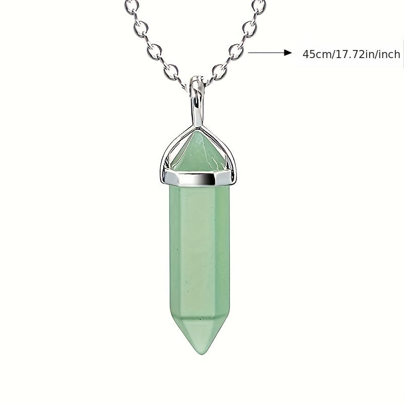 Vintage Silver Quartz Crystal Necklace Chakra Healing Point Pendulum Pendant