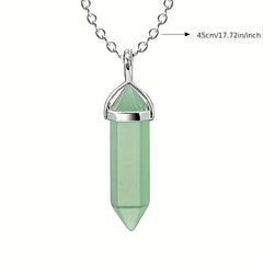 Vintage Silver Quartz Crystal Necklace Chakra Healing Point Pendulum Pendant
