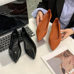 Women's PVC Flat Shoes Pointed Toe Slip On Jelly Flats