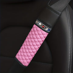 3D Embroidery Diamond Car Seat Belt Cover - Breathable & Comfortable