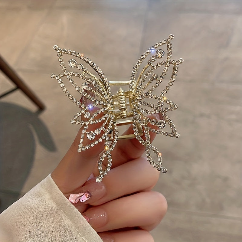 Faux Pearl Tassel Rhinestone Hair Claw Clip Non Slip Strong Hold Grip