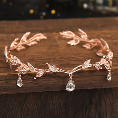 Vintage Crystal Rhinestone Leaf Tiara Crown Headband Hair Accessories