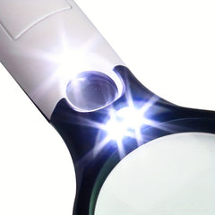 Mini Handheld Magnifying Glass 3 LED Light Pocket Microscope Lens