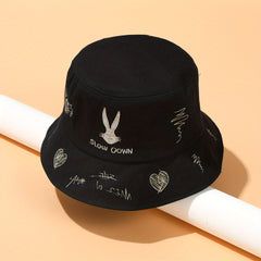 Rabbit Embroidered Bucket Hat - Sunshade Fisherman Cap for Women